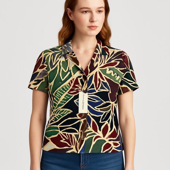 Rachel Zoe Tops - NWT Rachel Zoe Floral Tropical Satin Feel Button-Up Short Sleeve Shirt – Size XS